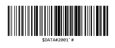 Prefix barcode that sets the scanner's prefix to a backtick.